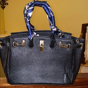Black leather Birkin style purse